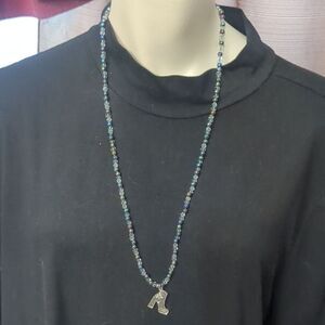 MUSES PARADE New Orleans Multicolor Glass Bead Necklace with Silver Boot Pendant